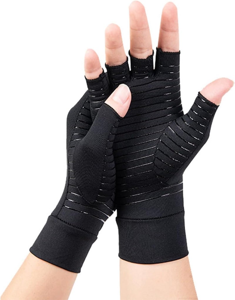 Inscool Copper Compression Gloves: Fingerless Arthritis Pain Relief for Carpal Tunnel, Rheumatoid & Tendonitis - Men & Women - Image 1